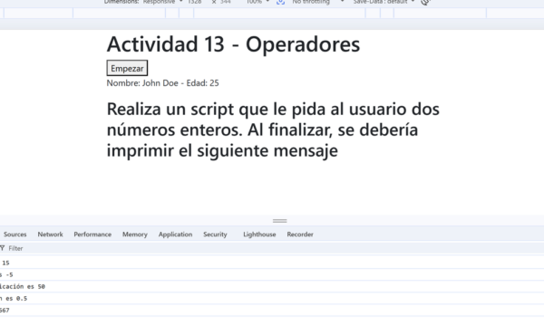 Actividad 13: Práctica con operadores y funciones