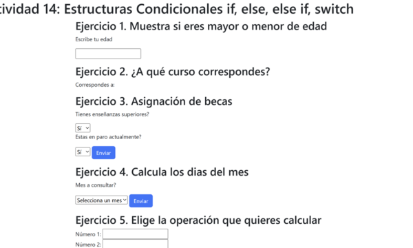 Actividad 14: Estructuras Condicionales if, else, else if, switch