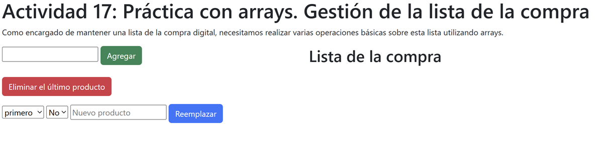 Actividad 17: Práctica con arrays. Gestión de la lista de la compra