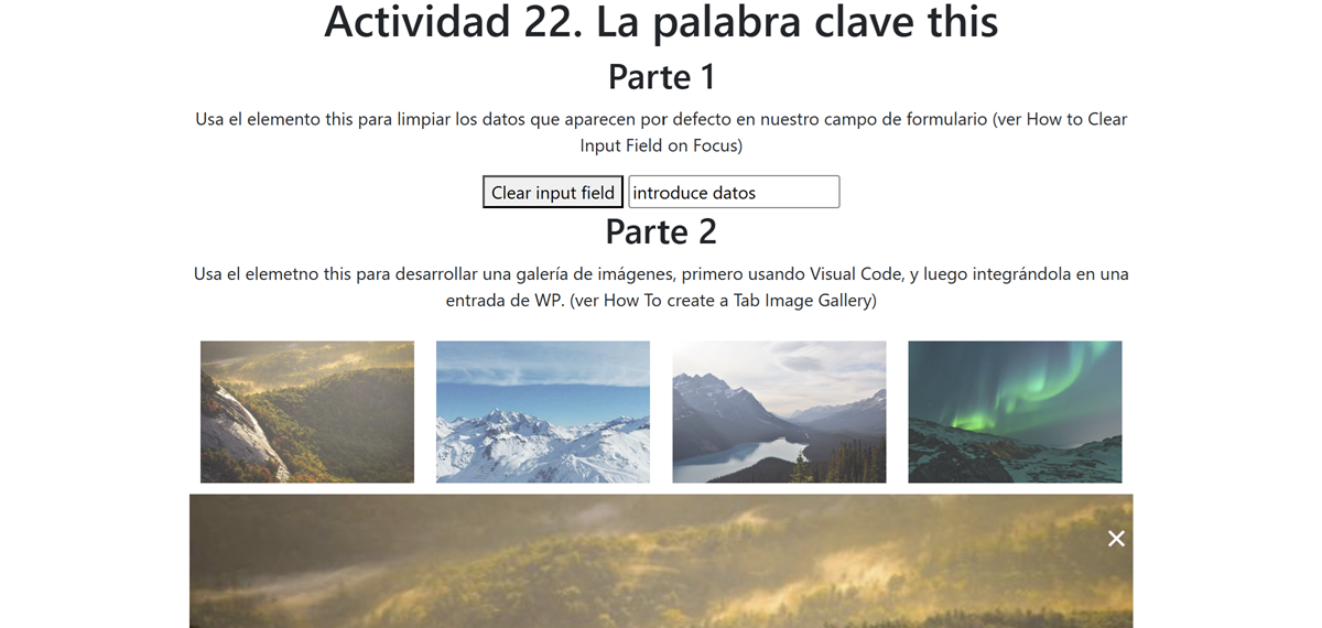 Actividad 22. La palabra clave this