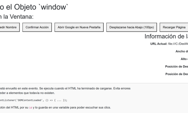 Actividad 23: Objeto window DOM