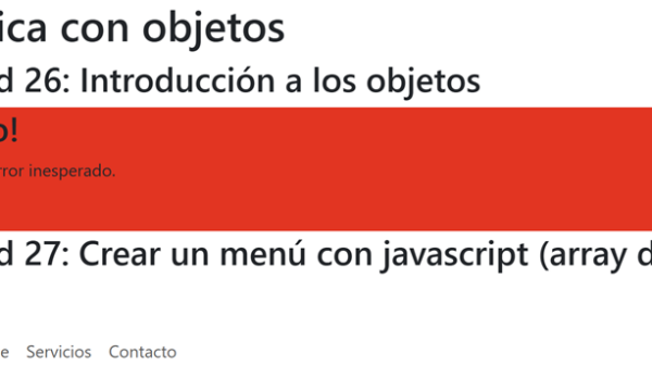 Actividad 27: Crear un menú con javascript (array de objetos)